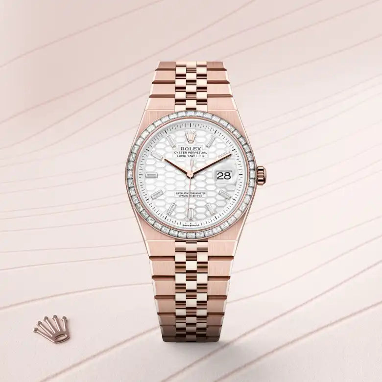 rolex Land-Dweller in 18 kt Everose gold, M127285TBR-0002 - Henne Jewelers