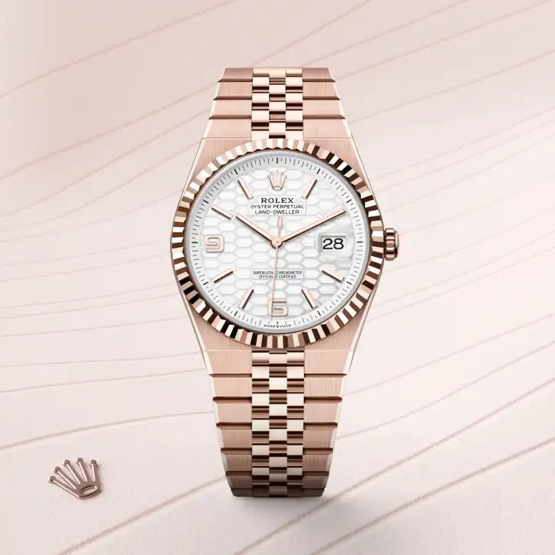 rolex Land-Dweller in 18 kt Everose gold, M127335-0001 - Henne Jewelers