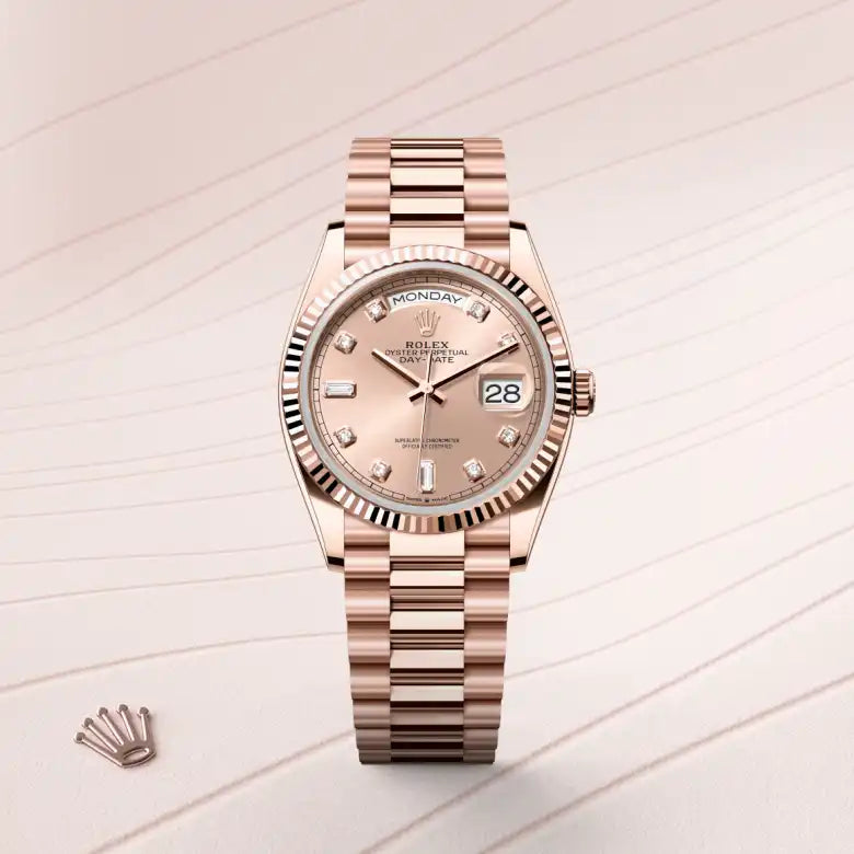 rolex Day-Date in 18 kt Everose gold, M128235-0009 - Henne Jewelers