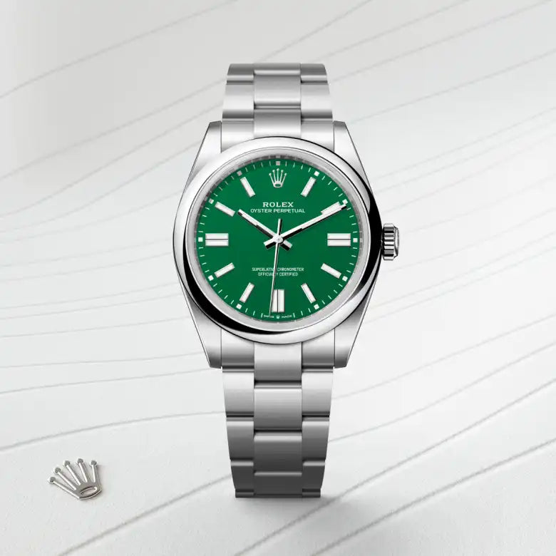 rolex Oyster Perpetual in Oystersteel, M134300-0004 - Henne Jewelers