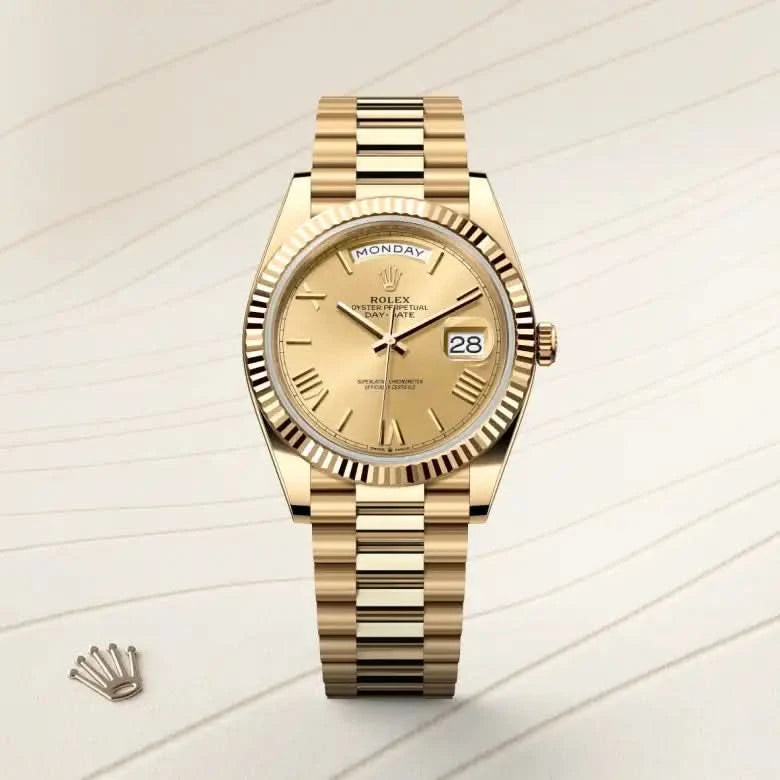 rolex day-date in 18 ct yellow gold, M228238-0006 - henne jewelers