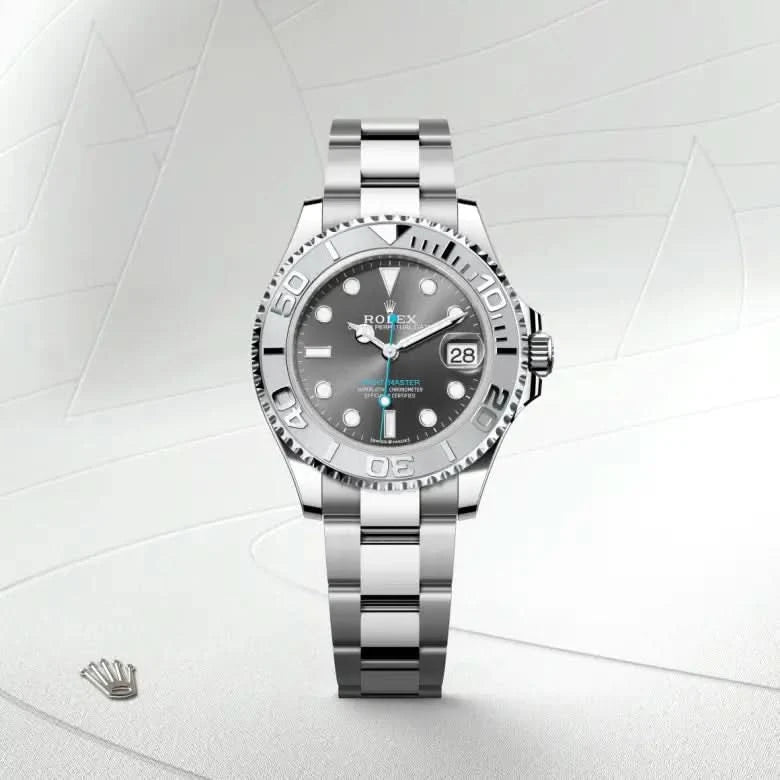 rolex yacht-master in rolesium - combination of oystersteel and platinum, M268622-0002 - henne jewelers