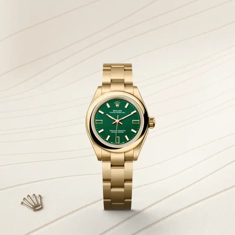 rolex Oyster Perpetual in 18 kt yellow gold, M276208-0002 - Henne Jewelers