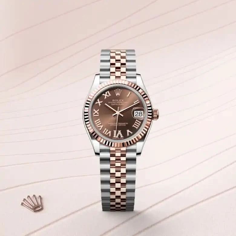 rolex datejust in everose rolesor - combination of oystersteel and everose gold, M278271-0004 - henne jewelers