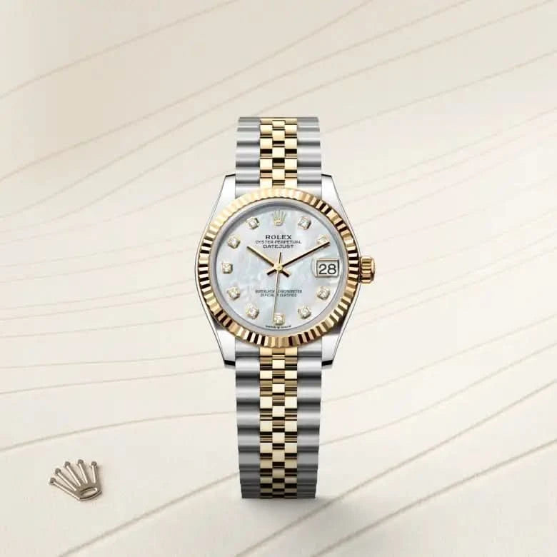 rolex datejust in yellow rolesor - combination of oystersteel and yellow gold, M278273-0028 - henne jewelers