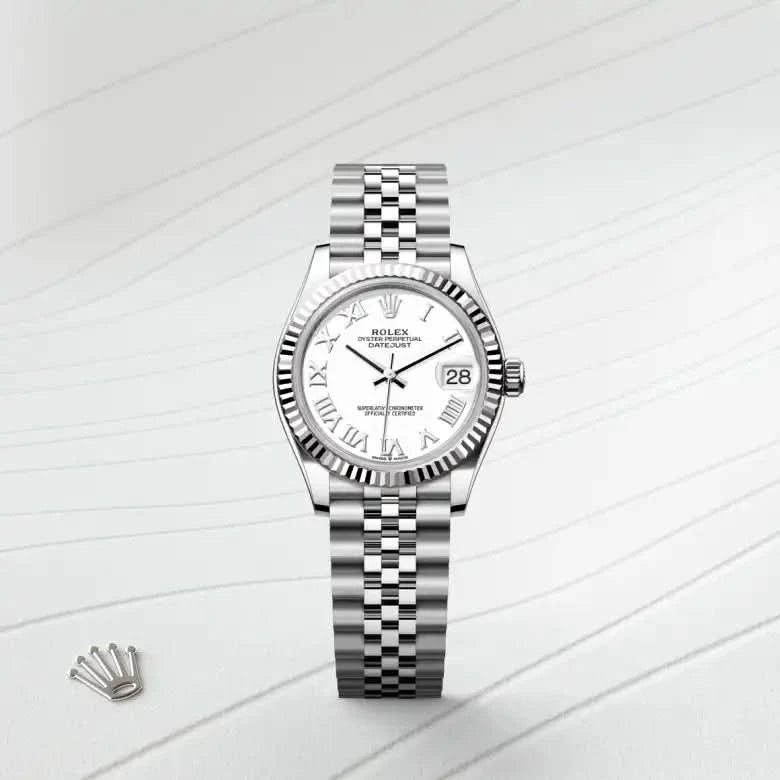 rolex datejust in white rolesor - combination of oystersteel and white gold, M278274-0010 - henne jewelers
