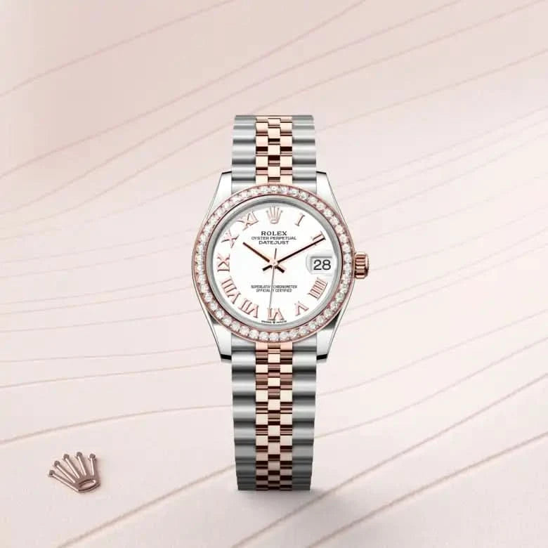 rolex datejust in everose rolesor - combination of oystersteel and everose gold, M278381RBR-0004 - henne jewelers