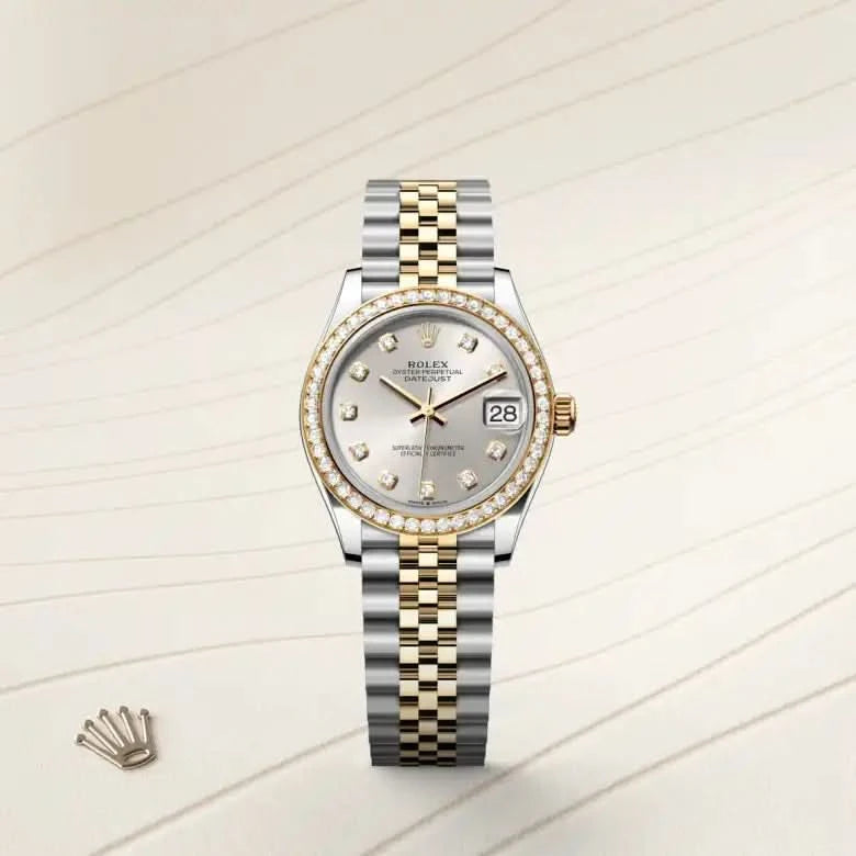 rolex datejust in yellow rolesor - combination of oystersteel and yellow gold, M278383RBR-0020 - henne jewelers