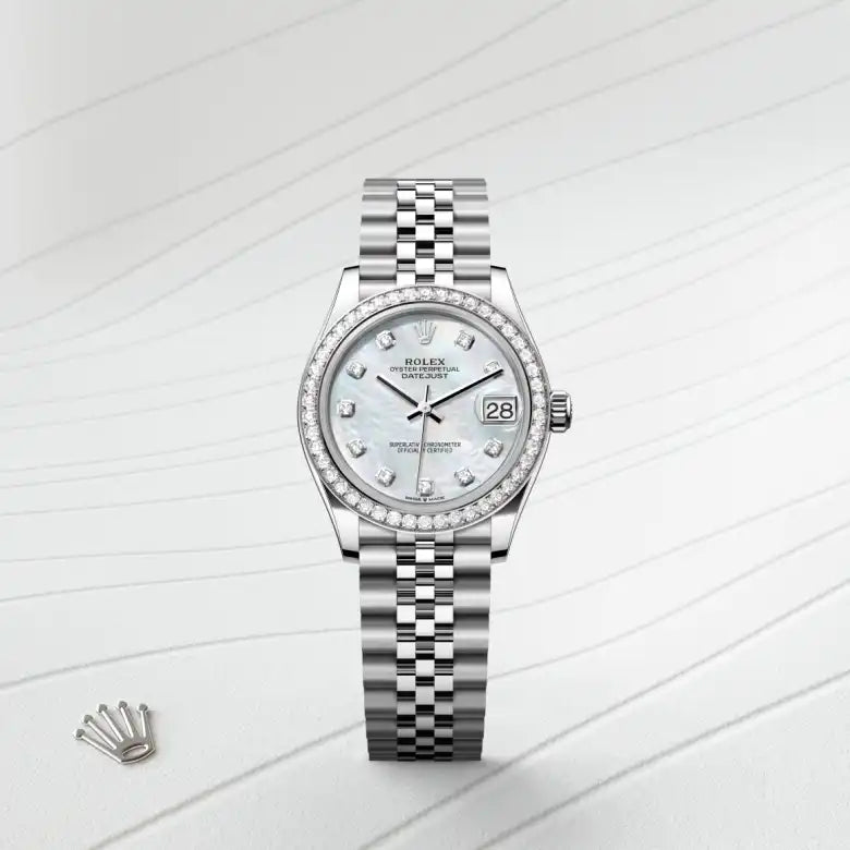rolex Datejust in White Rolesor - combination of Oystersteel and white gold, M278384RBR-0008 - Henne Jewelers
