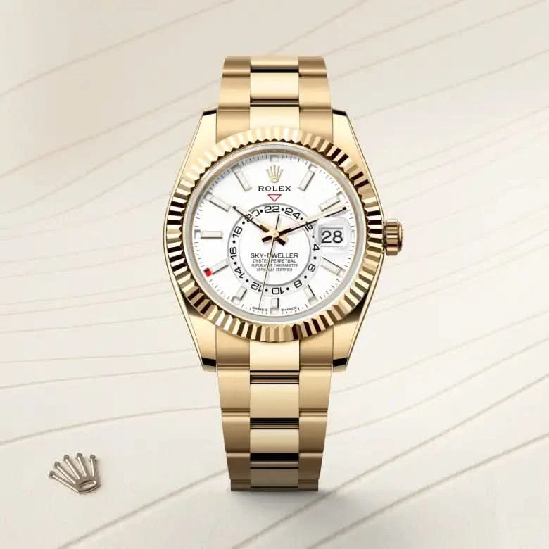 rolex sky-dweller in 18 ct yellow gold, M336938-0003 - henne jewelers