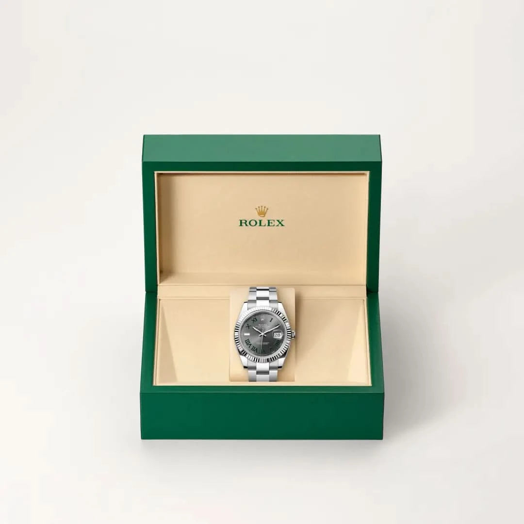 rolex datejust in white rolesor - combination of oystersteel and white gold, M126334-0021 - henne jewelers