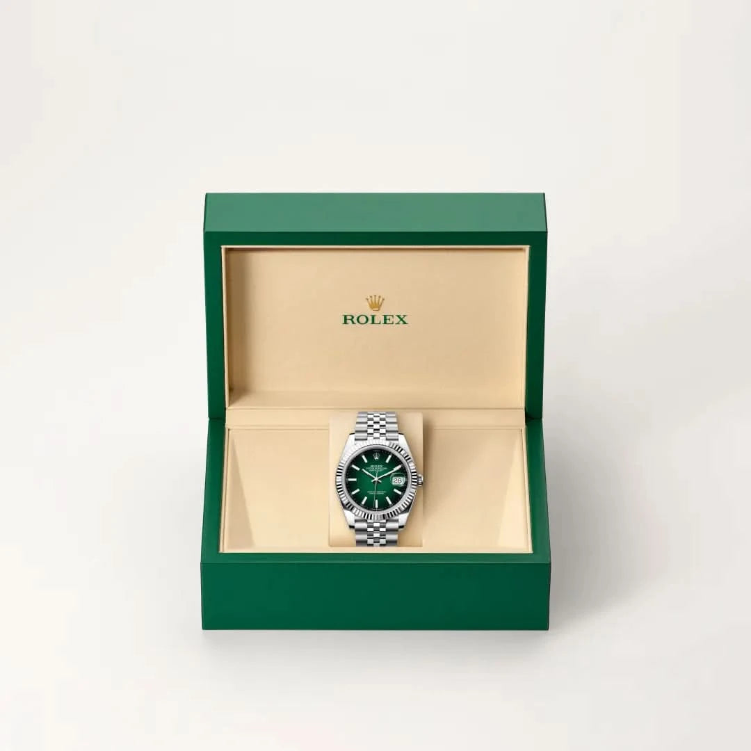 rolex datejust in white rolesor - combination of oystersteel and white gold, M126334-0034 - henne jewelers