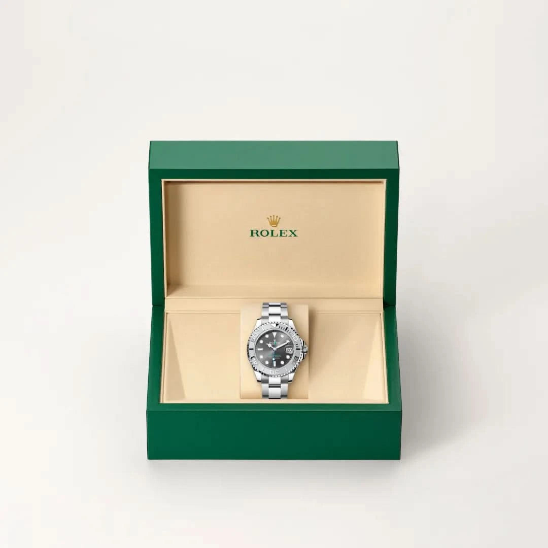 rolex yacht-master in rolesium - combination of oystersteel and platinum, M268622-0002 - henne jewelers