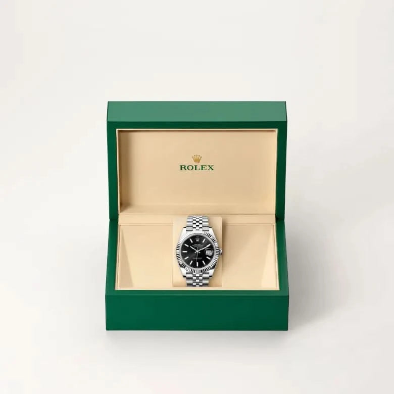 rolex datejust in white rolesor - combination of oystersteel and white gold, M126334-0018 - henne jewelers