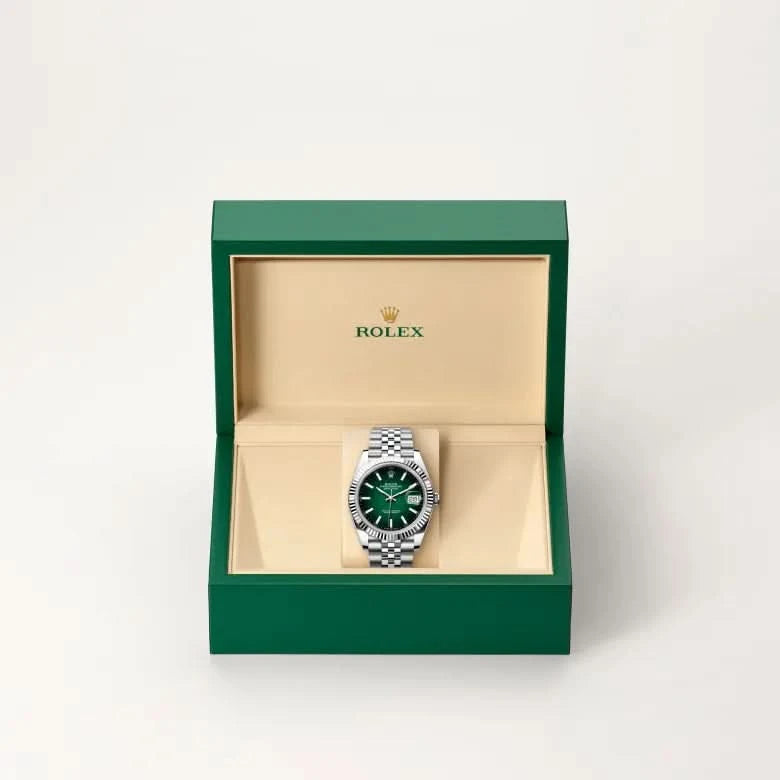 rolex datejust in white rolesor - combination of oystersteel and white gold, M126334-0034 - henne jewelers