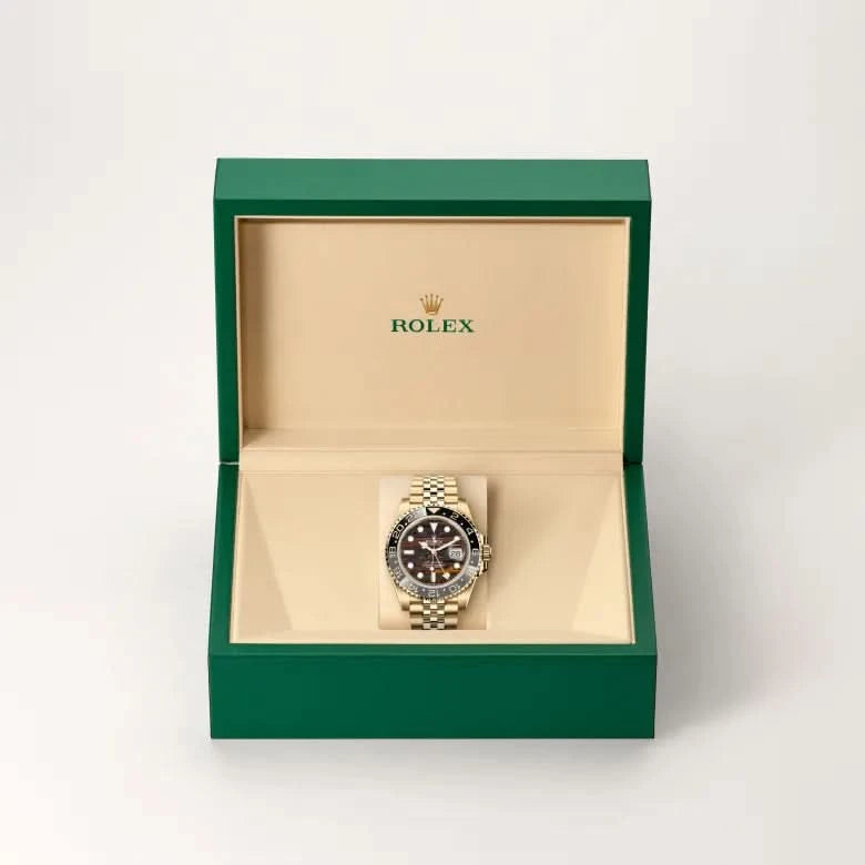 rolex gmt-master ii in 18 ct yellow gold, M126718GRNR-0002 - henne jewelers
