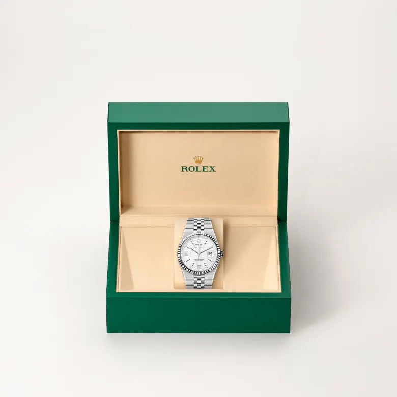 rolex Land-Dweller in White Rolesor - combination of Oystersteel and white gold, M127334-0001 - Henne Jewelers