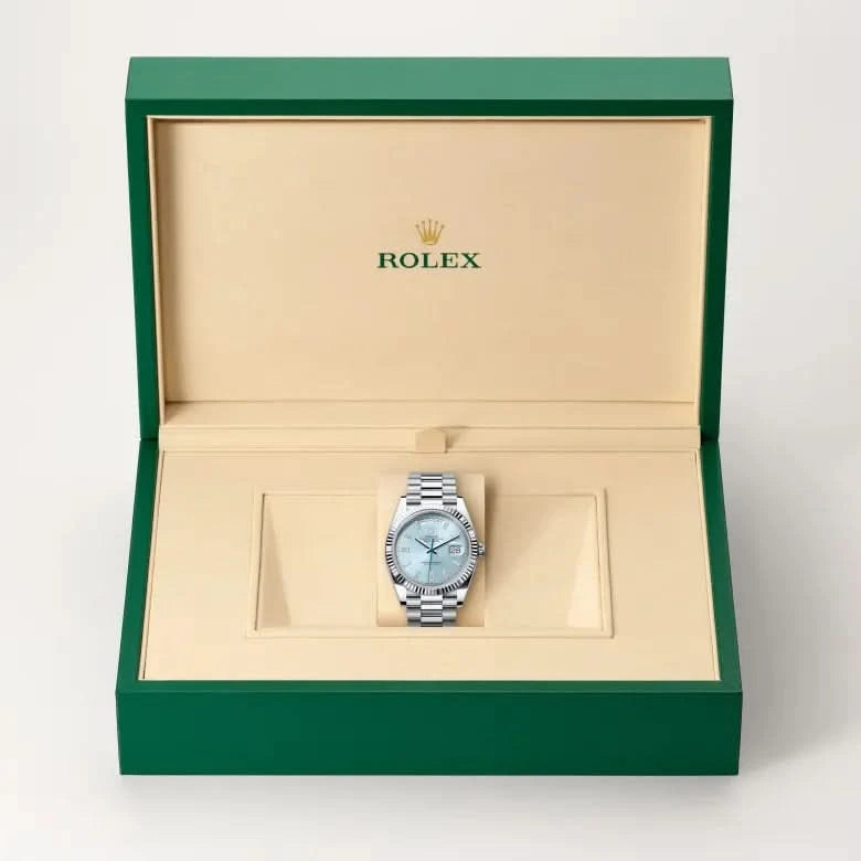 rolex day-date in platinum, M228236-0006 - henne jewelers