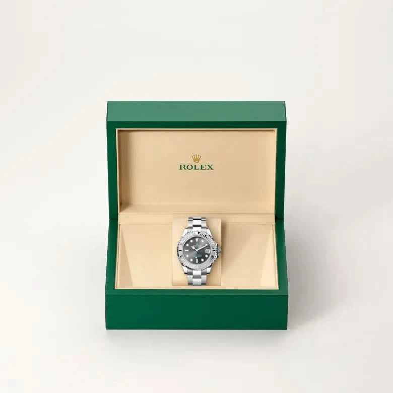 rolex yacht-master in rolesium - combination of oystersteel and platinum, M268622-0002 - henne jewelers