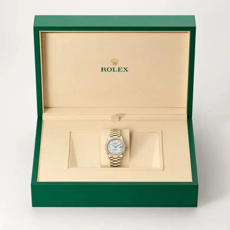 rolex datejust in 18 ct yellow gold, M278288RBR-0006 - henne jewelers