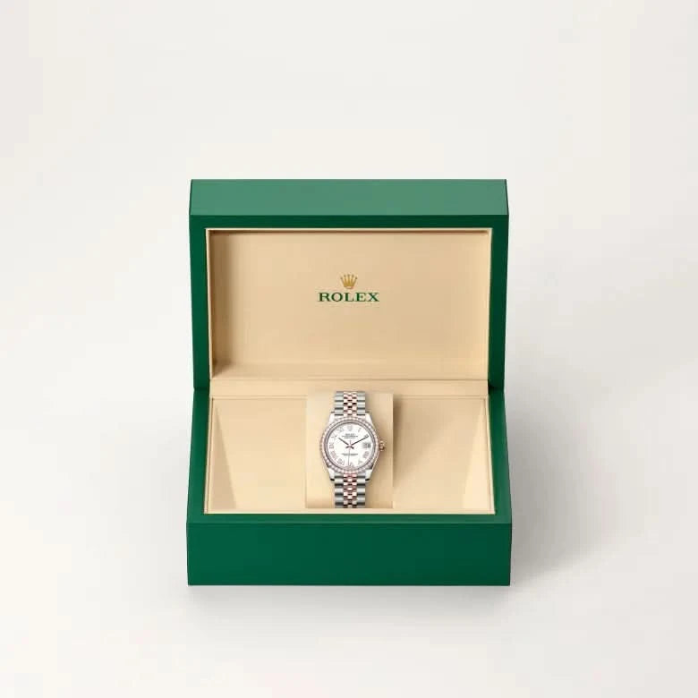 rolex datejust in everose rolesor - combination of oystersteel and everose gold, M278381RBR-0004 - henne jewelers