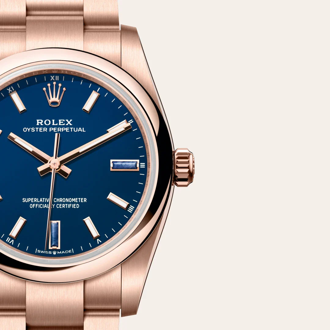 rolex Oyster Perpetual in 18 kt Everose gold, M124205-0002 - Henne Jewelers