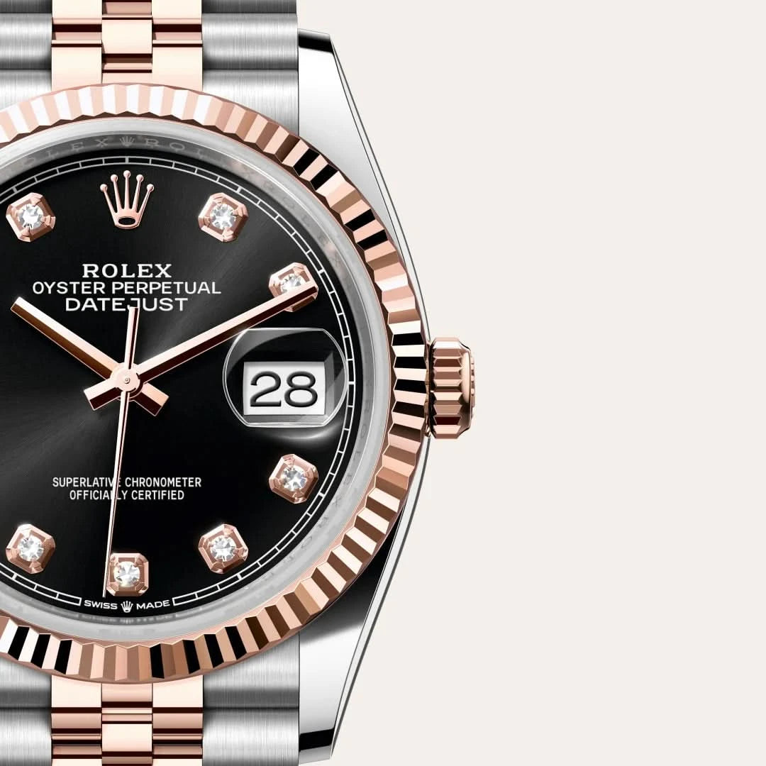 rolex datejust in everose rolesor - combination of oystersteel and everose gold, M126231-0019 - henne jewelers