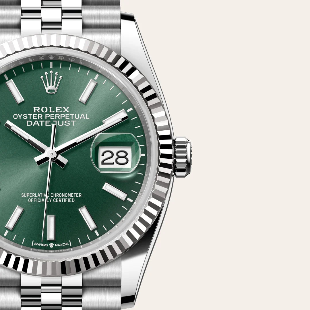 rolex Datejust in White Rolesor - combination of Oystersteel and white gold, M126234-0051 - Henne Jewelers