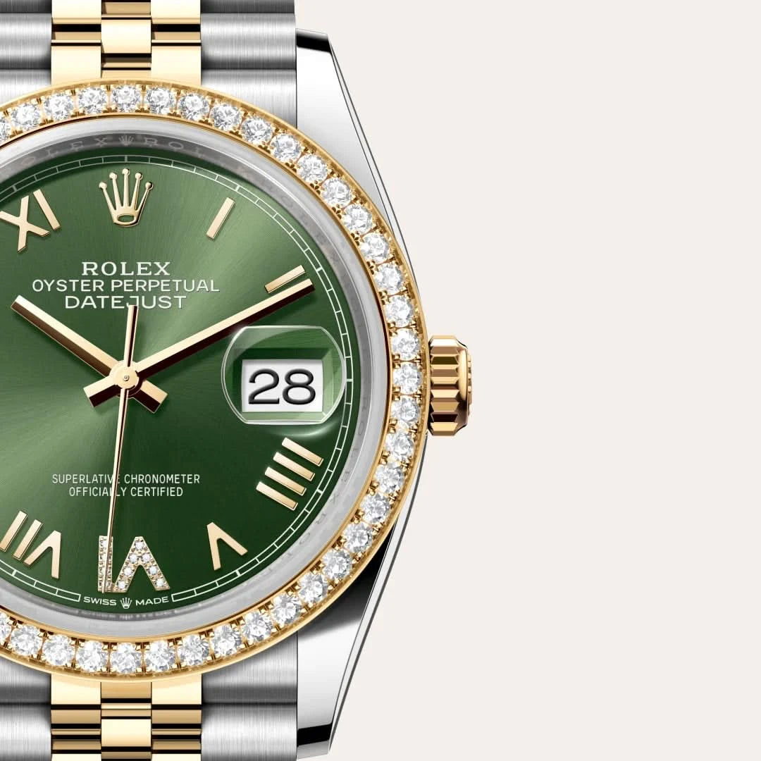 rolex datejust in yellow rolesor - combination of oystersteel and yellow gold, M126283RBR-0035 - henne jewelers