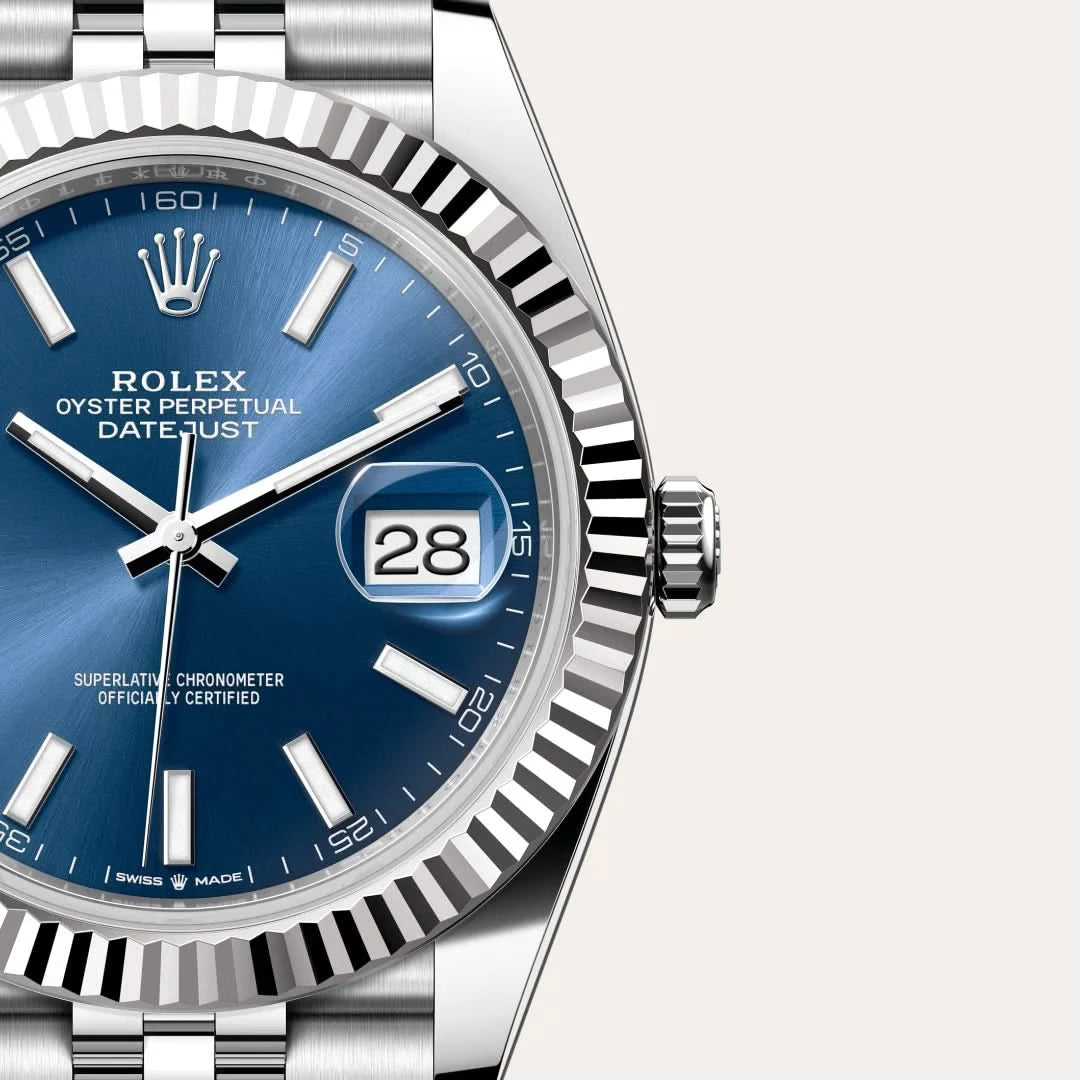 rolex datejust in white rolesor - combination of oystersteel and white gold, M126334-0002 - henne jewelers