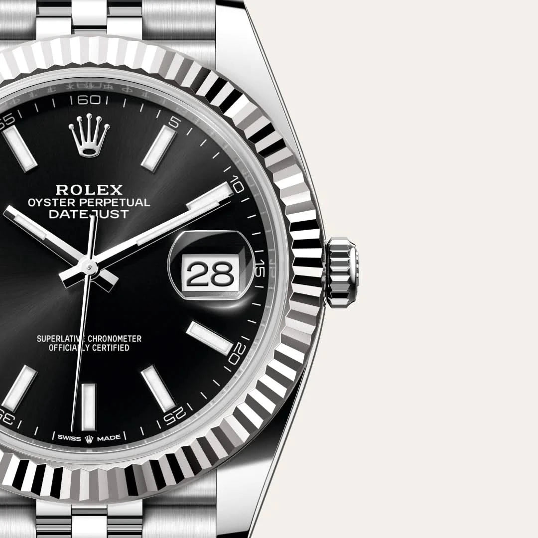 rolex datejust in white rolesor - combination of oystersteel and white gold, M126334-0018 - henne jewelers