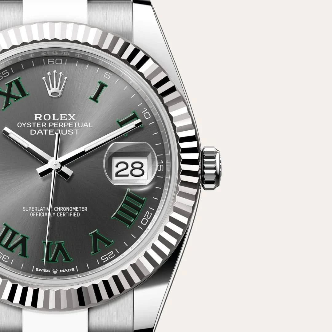 rolex datejust in white rolesor - combination of oystersteel and white gold, M126334-0021 - henne jewelers