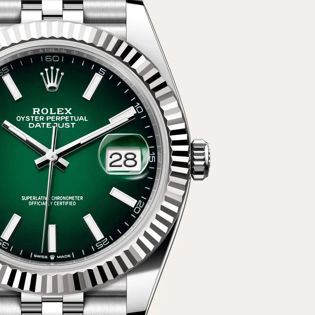 rolex datejust in white rolesor - combination of oystersteel and white gold, M126334-0034 - henne jewelers