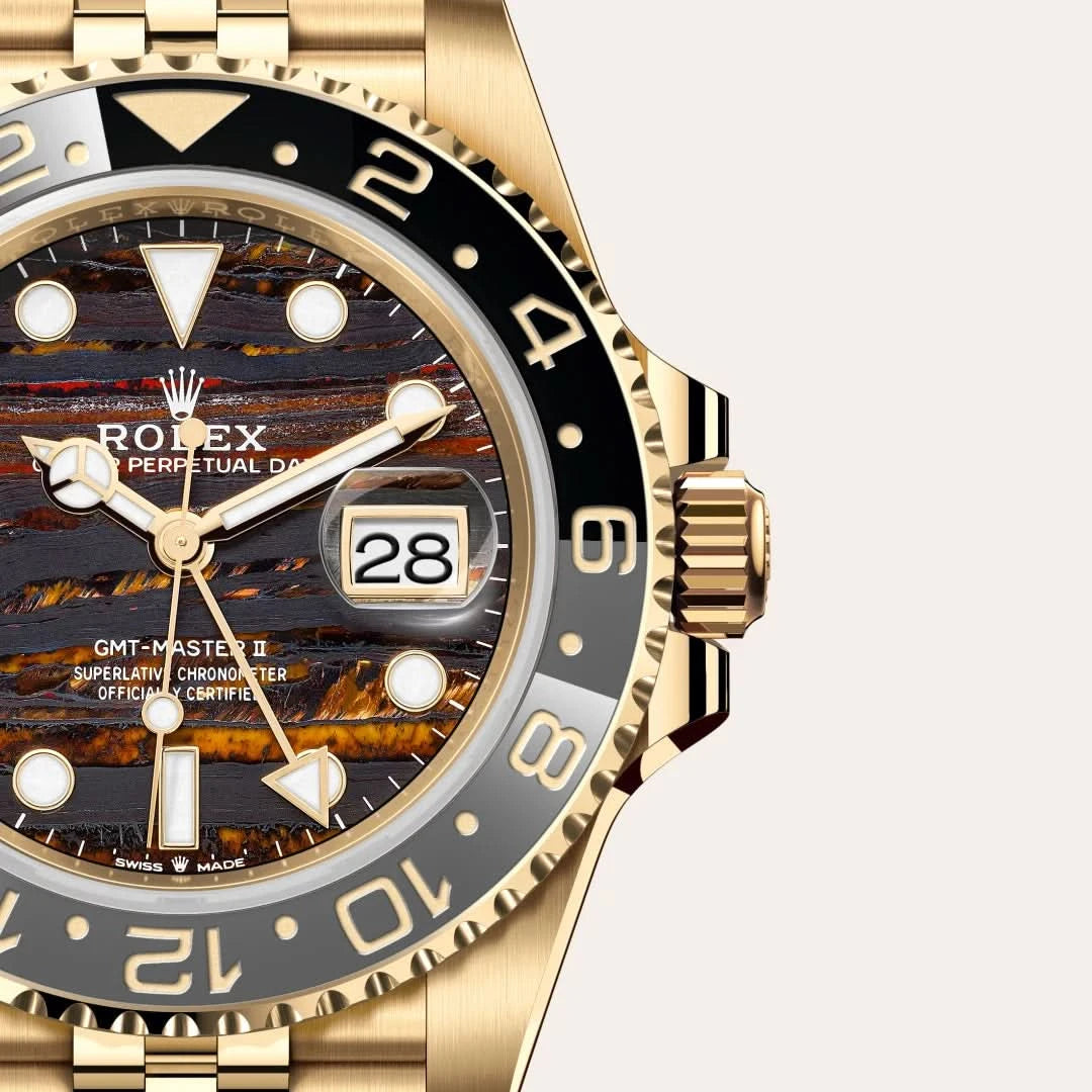 rolex gmt-master ii in 18 ct yellow gold, M126718GRNR-0002 - henne jewelers