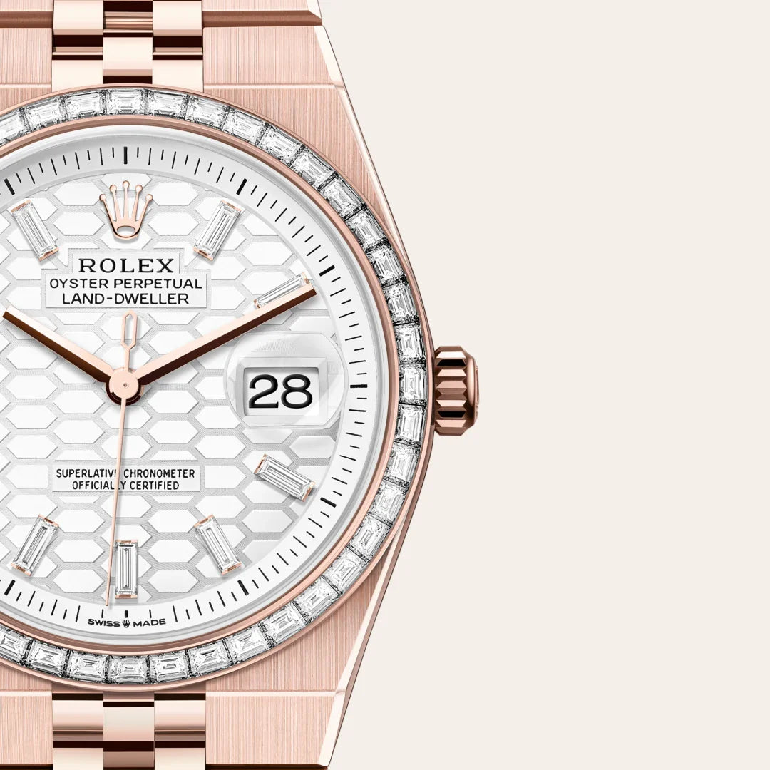 rolex Land-Dweller in 18 kt Everose gold, M127285TBR-0002 - Henne Jewelers