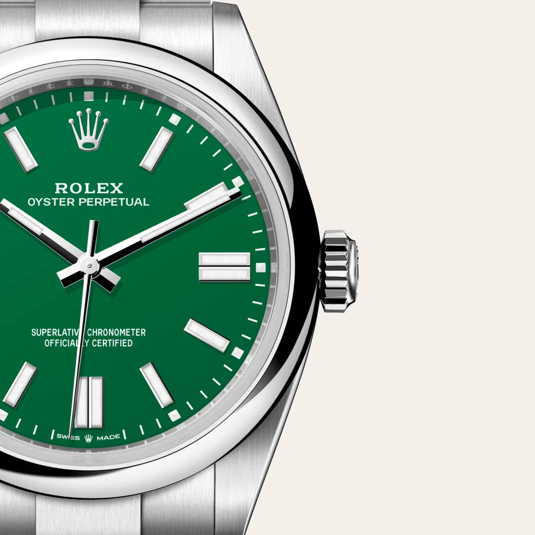 rolex Oyster Perpetual in Oystersteel, M134300-0004 - Henne Jewelers