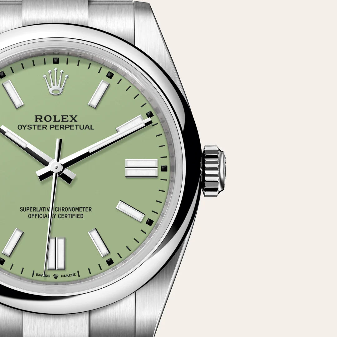 rolex Oyster Perpetual in Oystersteel, M134300-0006 - Henne Jewelers