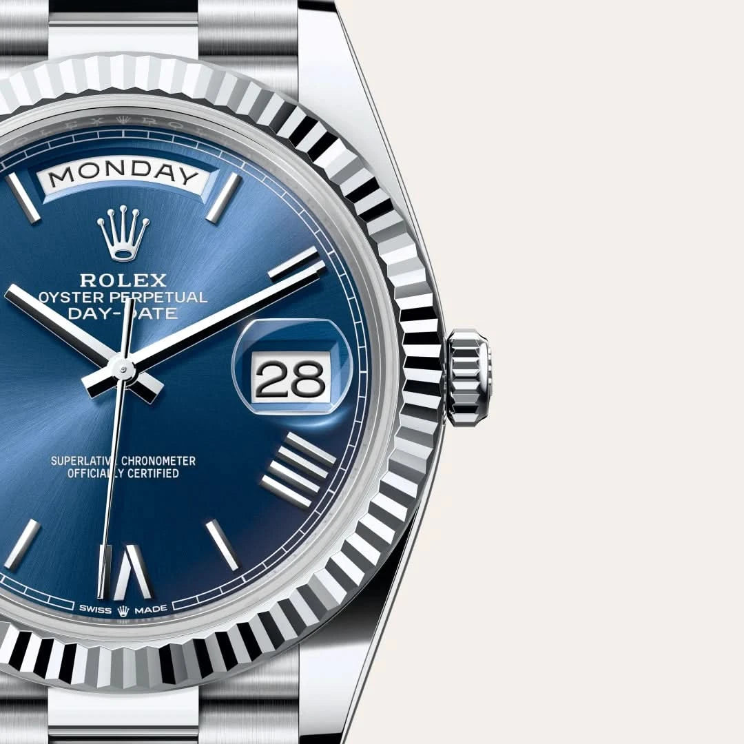 rolex day-date in platinum, M228236-0007 - henne jewelers