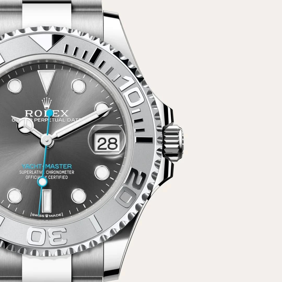 rolex yacht-master in rolesium - combination of oystersteel and platinum, M268622-0002 - henne jewelers