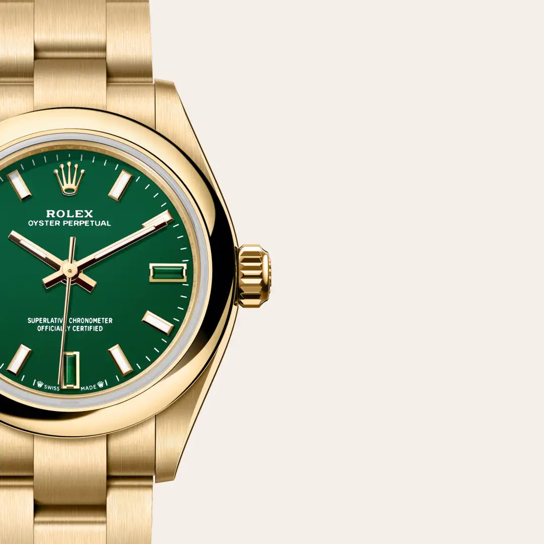 rolex Oyster Perpetual in 18 kt yellow gold, M276208-0002 - Henne Jewelers