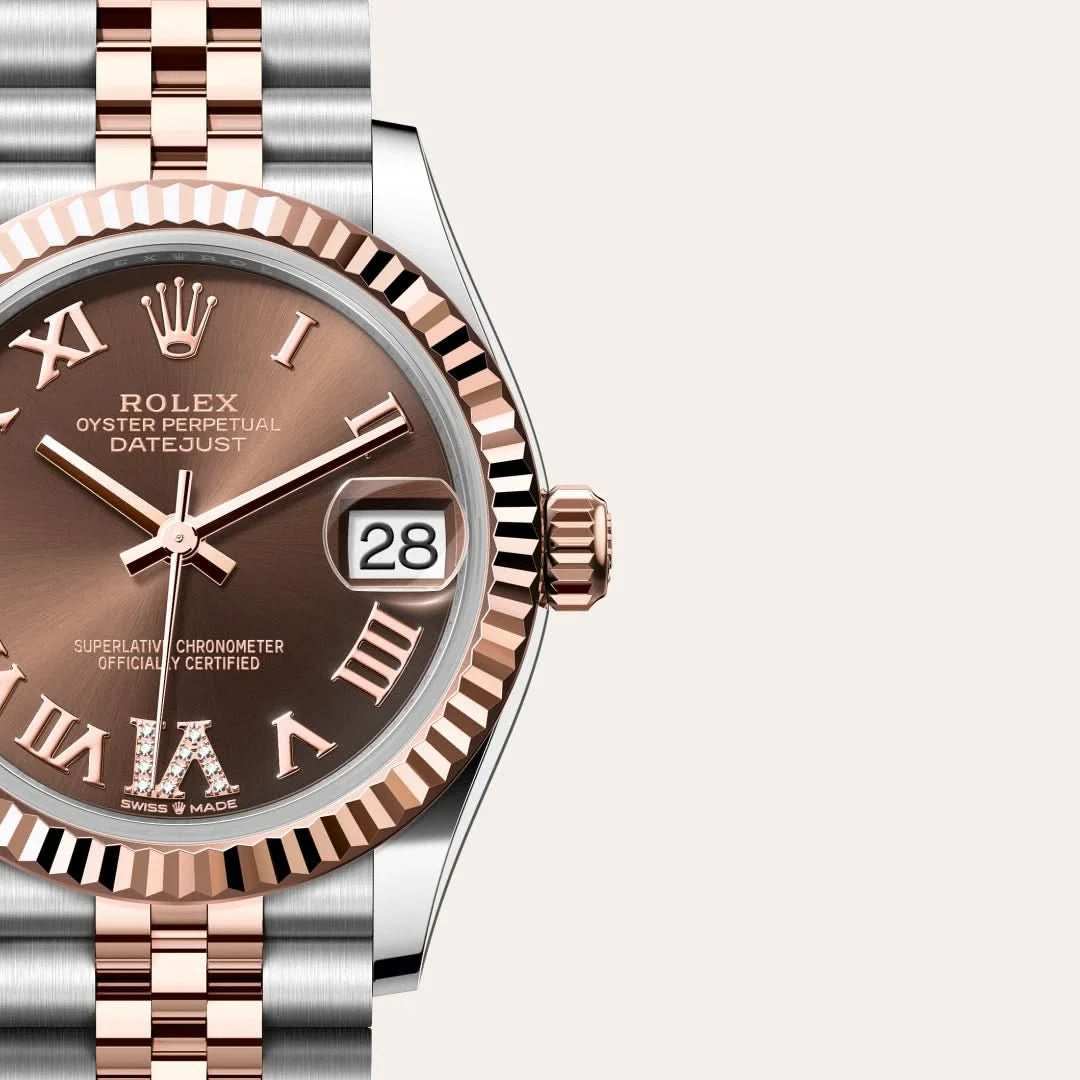 rolex datejust in everose rolesor - combination of oystersteel and everose gold, M278271-0004 - henne jewelers