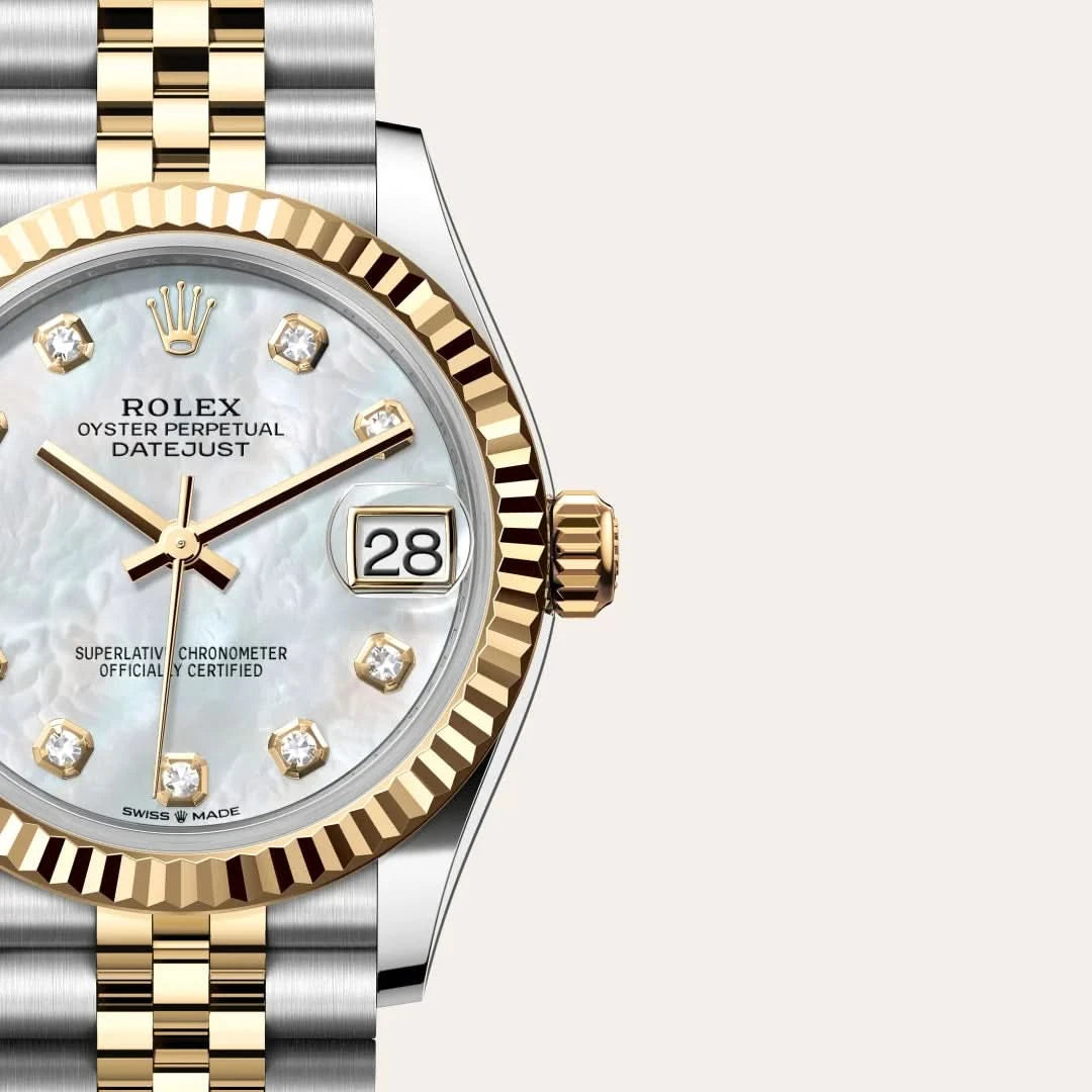 rolex datejust in yellow rolesor - combination of oystersteel and yellow gold, M278273-0028 - henne jewelers