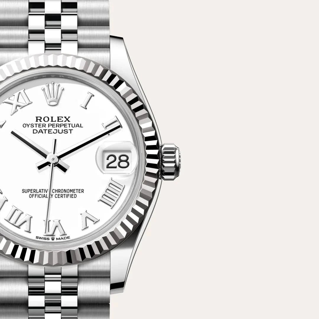 rolex datejust in white rolesor - combination of oystersteel and white gold, M278274-0010 - henne jewelers