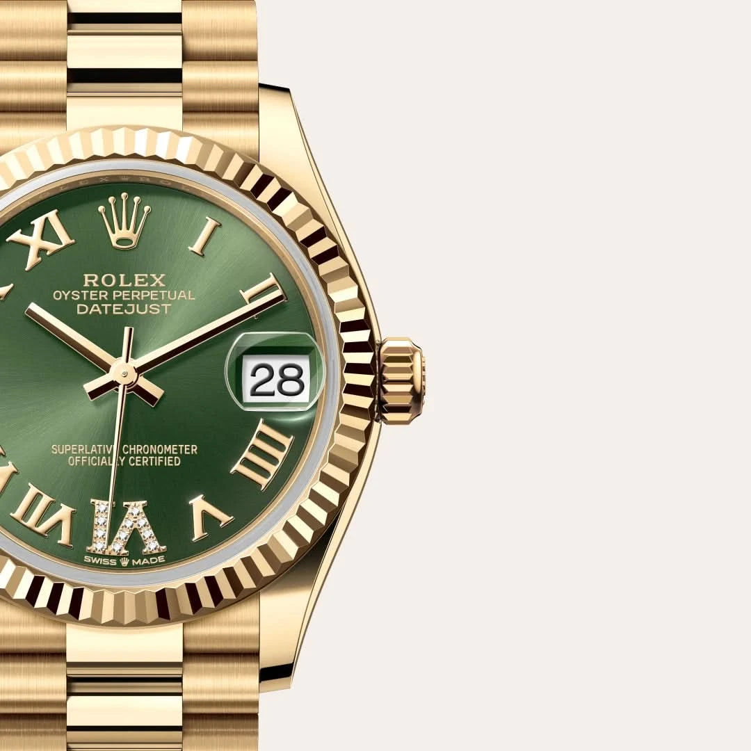 rolex datejust in 18 ct yellow gold, M278278-0030 - henne jewelers