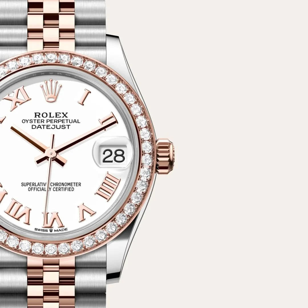 rolex datejust in everose rolesor - combination of oystersteel and everose gold, M278381RBR-0004 - henne jewelers