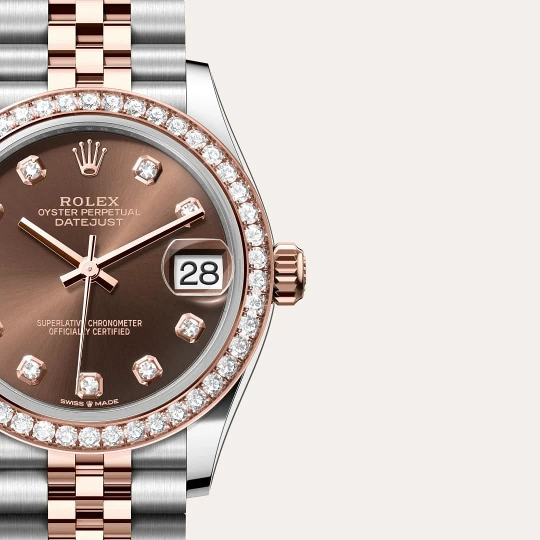 rolex datejust in everose rolesor - combination of oystersteel and everose gold, M278381RBR-0028 - henne jewelers