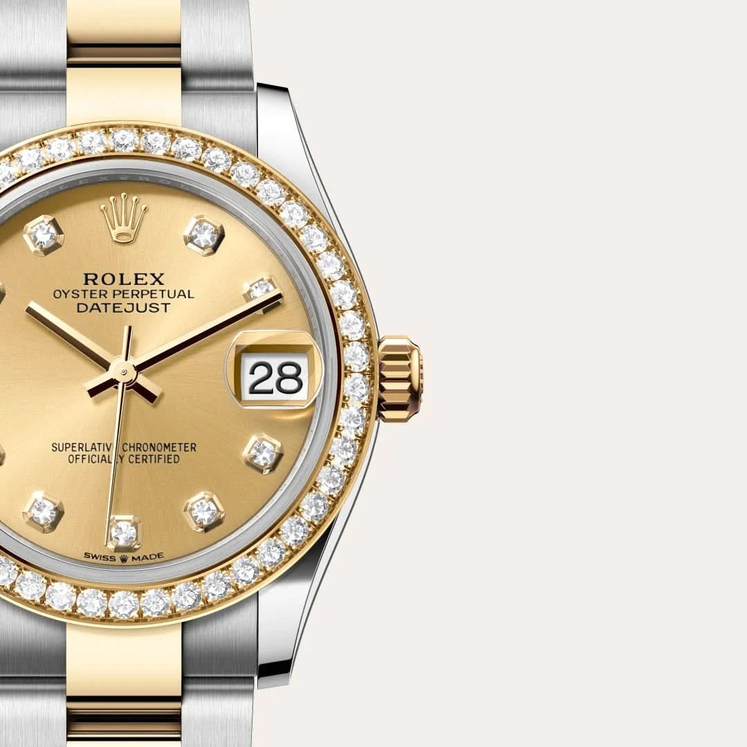 rolex datejust in yellow rolesor - combination of oystersteel and yellow gold, M278383RBR-0025 - henne jewelers
