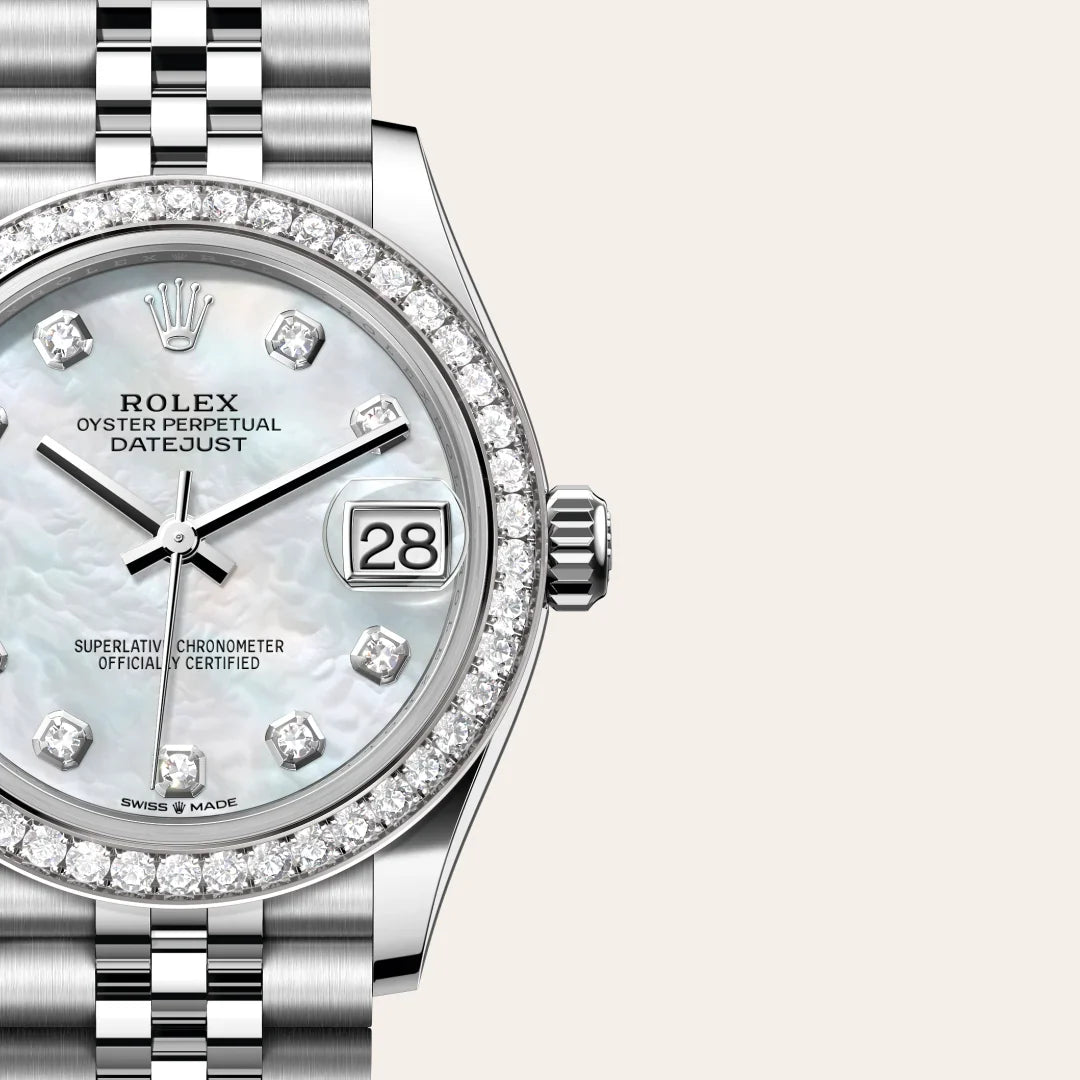 rolex Datejust in White Rolesor - combination of Oystersteel and white gold, M278384RBR-0008 - Henne Jewelers