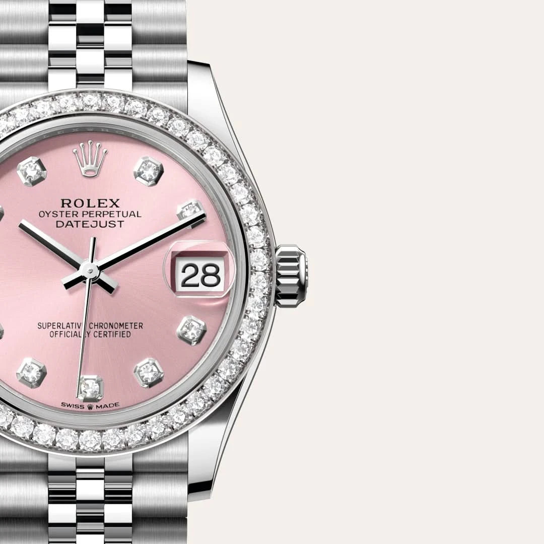 rolex datejust in white rolesor - combination of oystersteel and white gold, M278384RBR-0036 - henne jewelers