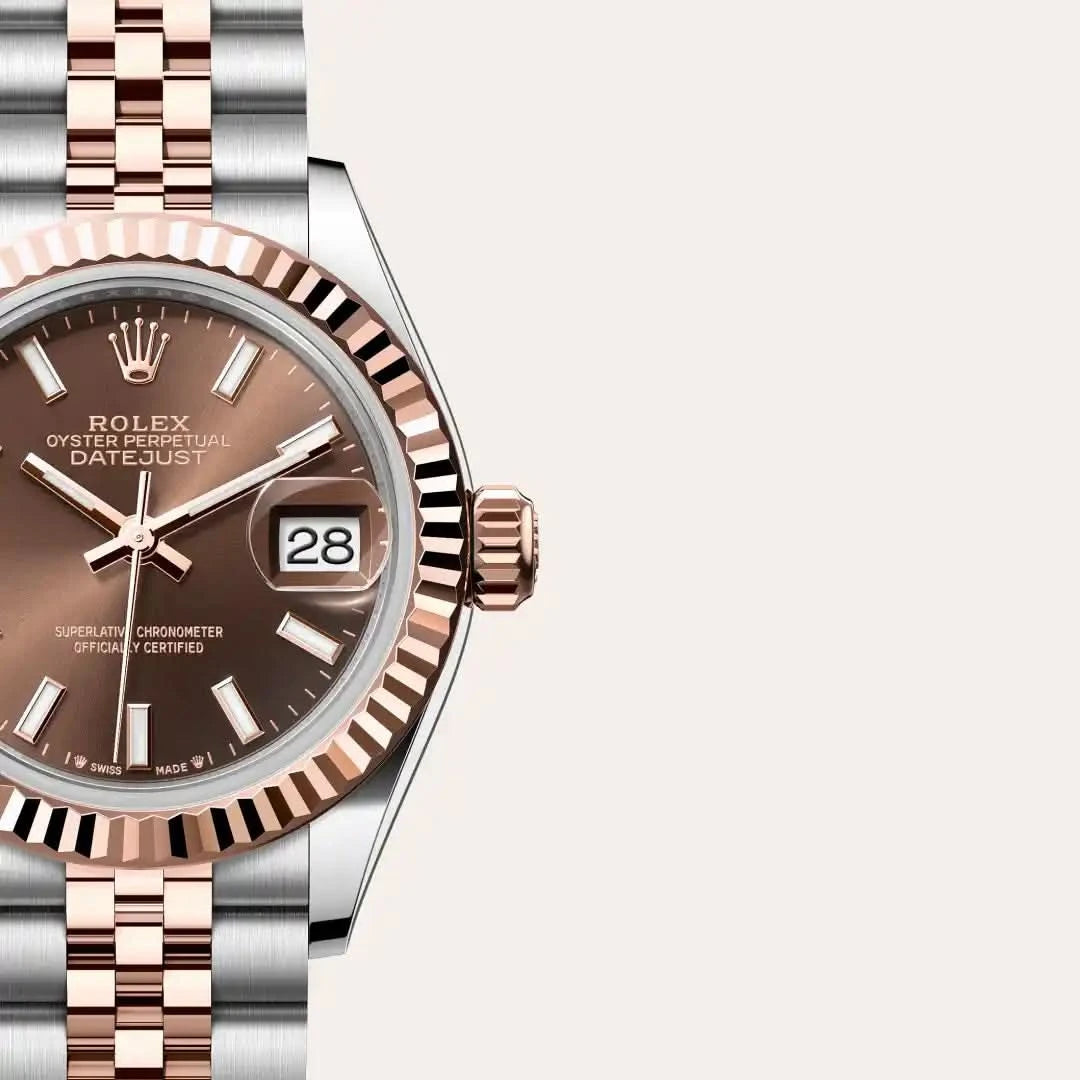rolex lady-datejust in everose rolesor - combination of oystersteel and everose gold, M279171-0017 - henne jewelers